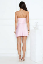 Dressed To Dazzle Strapless Satin Mini Dress Pink