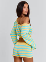 Hattie Shorts Blue And Yellow Stripe