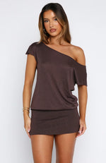 Following My Instincts Mini Dress Chocolate