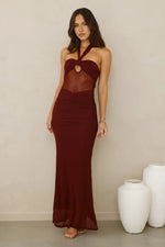 Irresistible Style Mesh Halter Maxi Dress