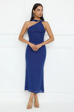 Nightlife Chic One Shoulder Mesh Midi Dress