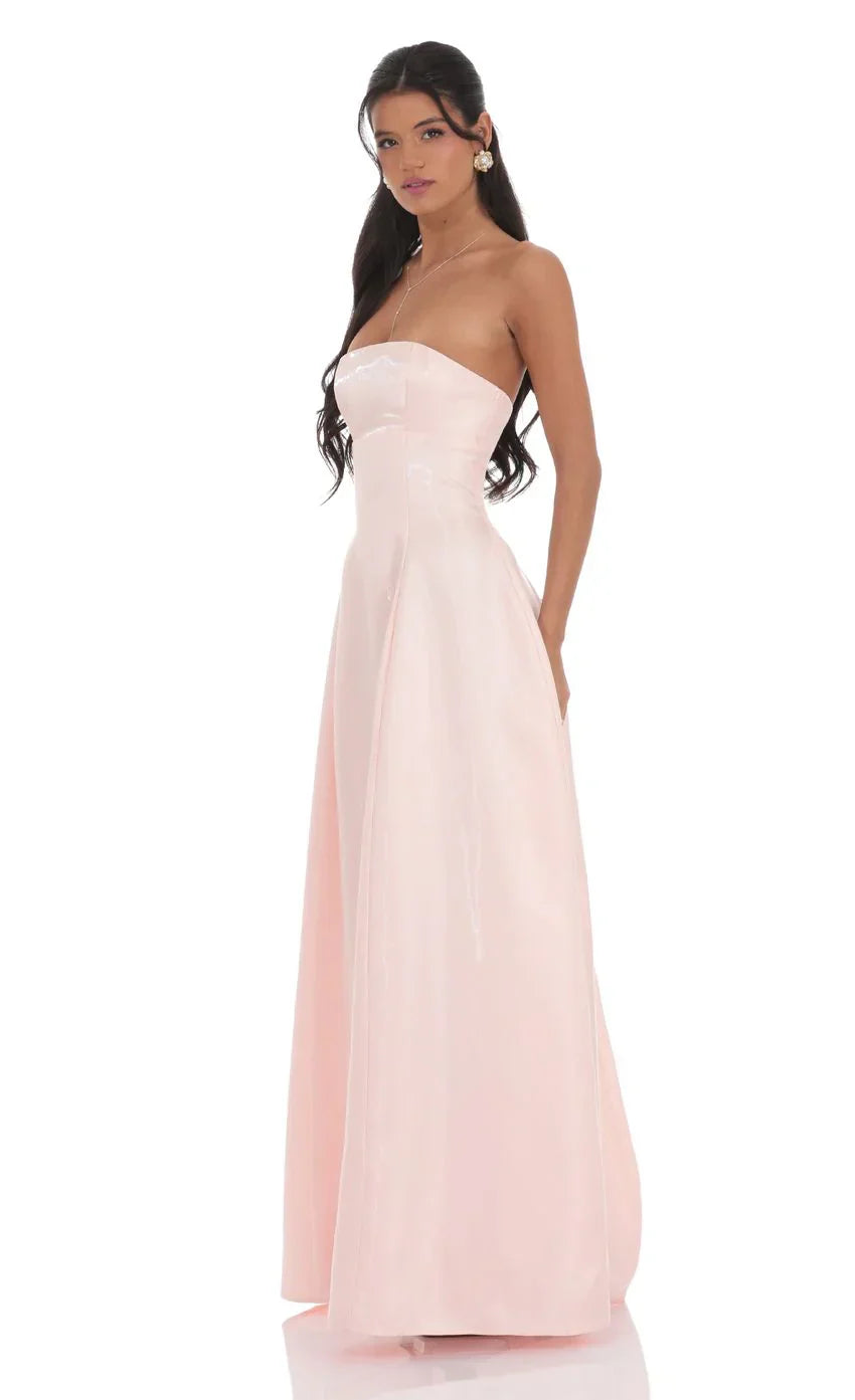Sheen Empire Waist Maxi Dress in Pink