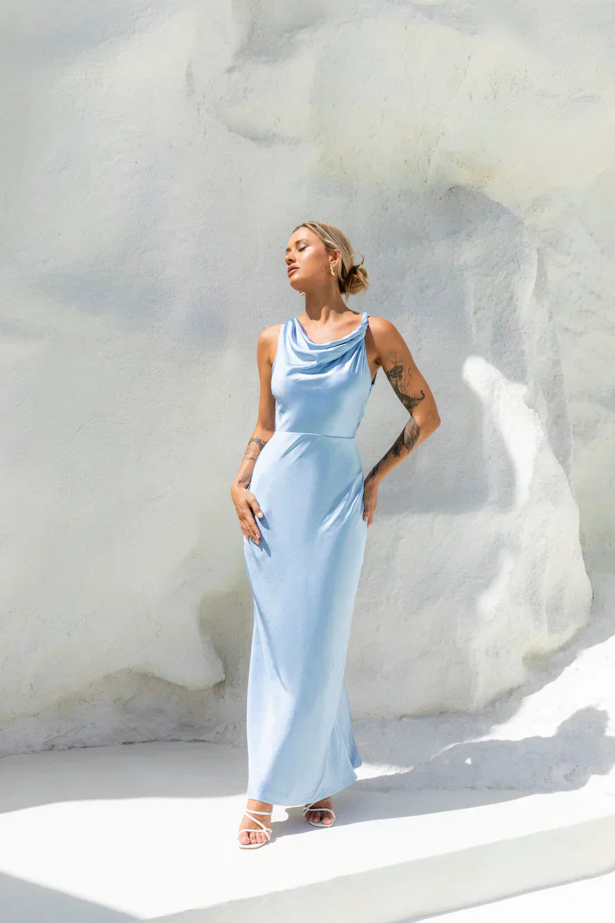 Moonlit Palms Satin Maxi Dress
