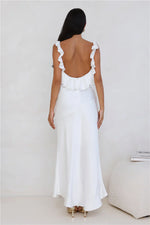 Chasing The Spark Satin Maxi Dress White