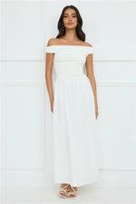 Camellia Charm Off Shoulder Maxi Dress