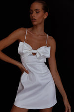 Lilly Bow Diamante Mini Dress White
