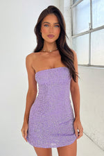 Arletta Strapless Sequin Mini Dress - Purple