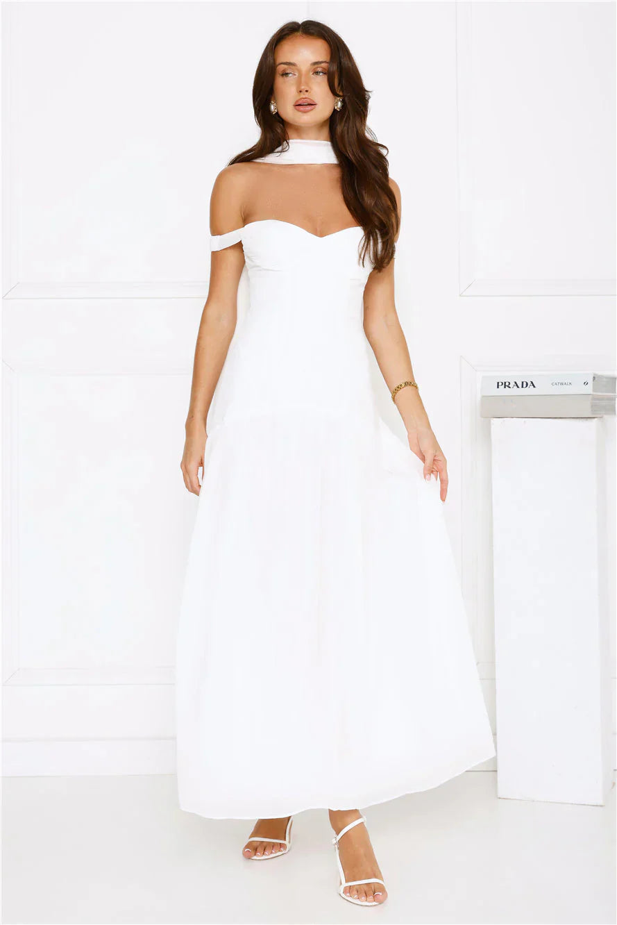 The Style Spotlight Off Shoulder Maxi Dress White