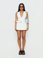 Rhoda Halter Buckle Mini Dress White