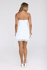 Wink Glow Mesh Lace Mini Dress White
