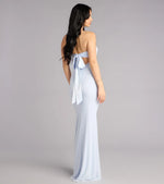 Iris Satin Tie-Back Mesh Mermaid Dress