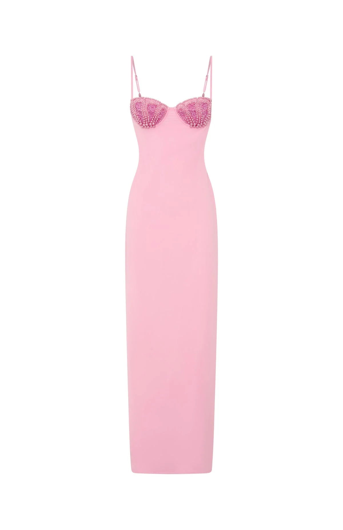 Motel Mermaid Beaded Maxi Dress Candy Pink