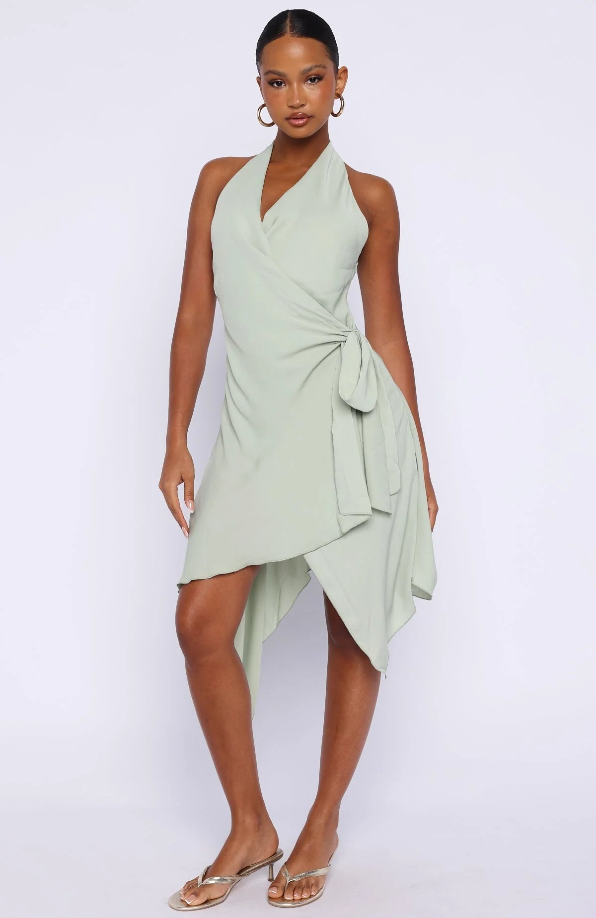 Reminiscing Halter Midi Dress Mint