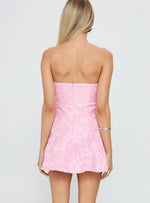 Aubriana strapless mini dress pink jacquard