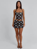 Lula Reversible Top Blue And Chocolate Polka Dot
