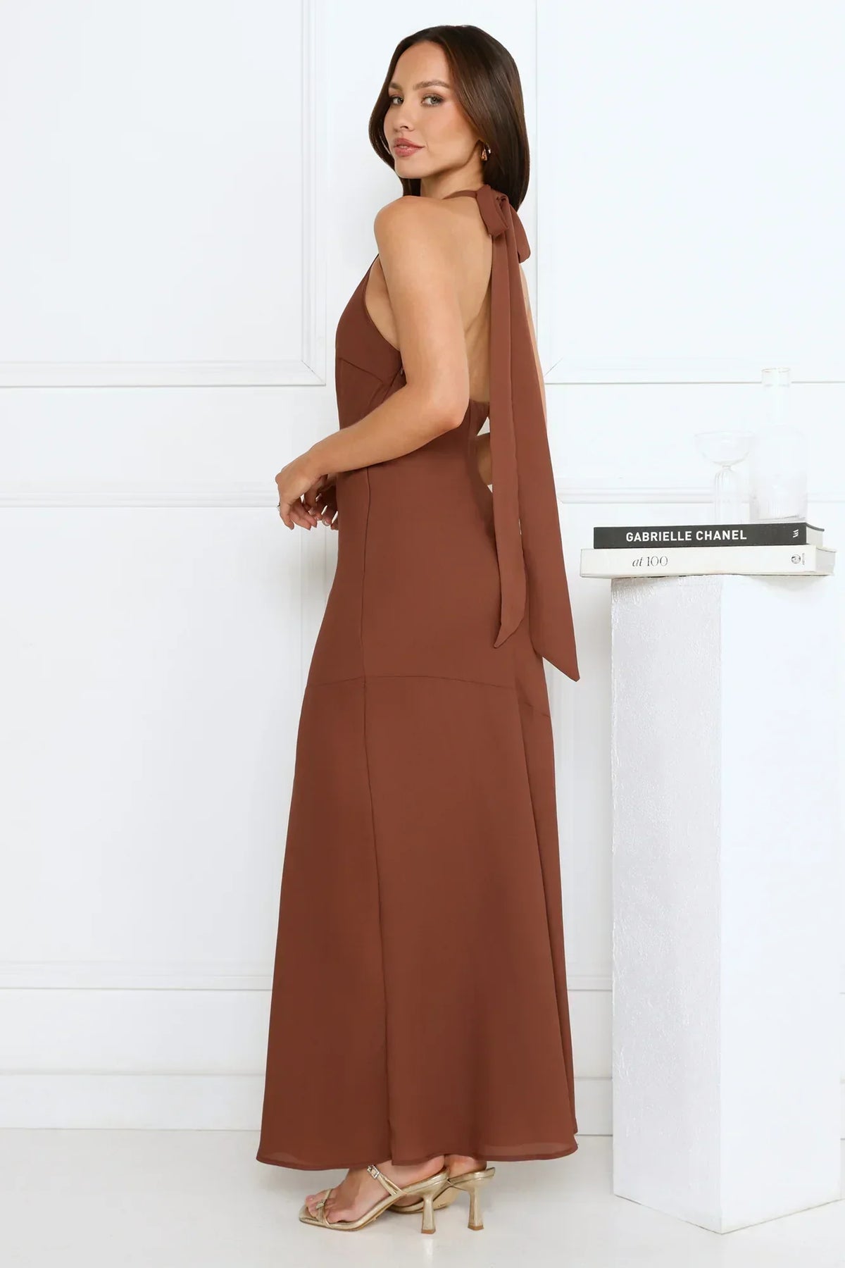 Polished Edge Halter Maxi Dress