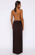 She's Got That Look Halter Neck Maxi Dress Dark Chocolate