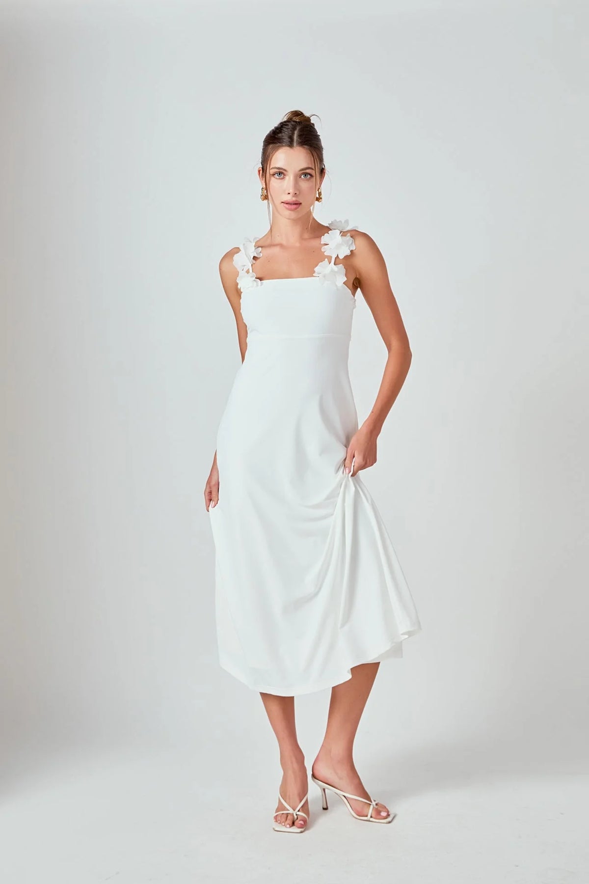 Rosette Shoulder Maxi Dress
