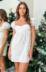 Joey White Puff Sleeve Mini Dress