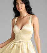Kimmie Lace-Up Corset Satin Skater Dress