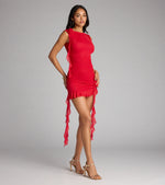 Stop And Stun Rosette Ruffle Mini Dress