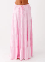 Mariella Linen Maxi Skirt - Pink