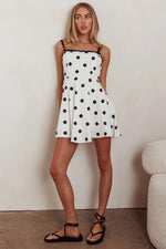 Won Me Over Polka Dot Ric Rac Mini Dress White