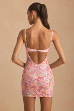 Embellished Camisole Bodycon Mini Dress in Pink