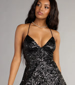 Julianne Sequin Lace-Up Skater Dress