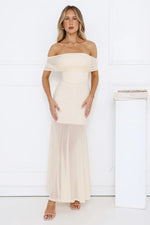 Lumière Off Shoulder Mesh Maxi Dress
