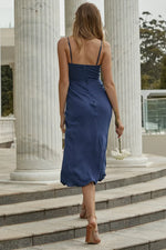 Lake Como Fitted Bodice Cami Strap Midi Dress Navy