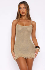 Keeping Me Awake Knit Mini Dress Gold