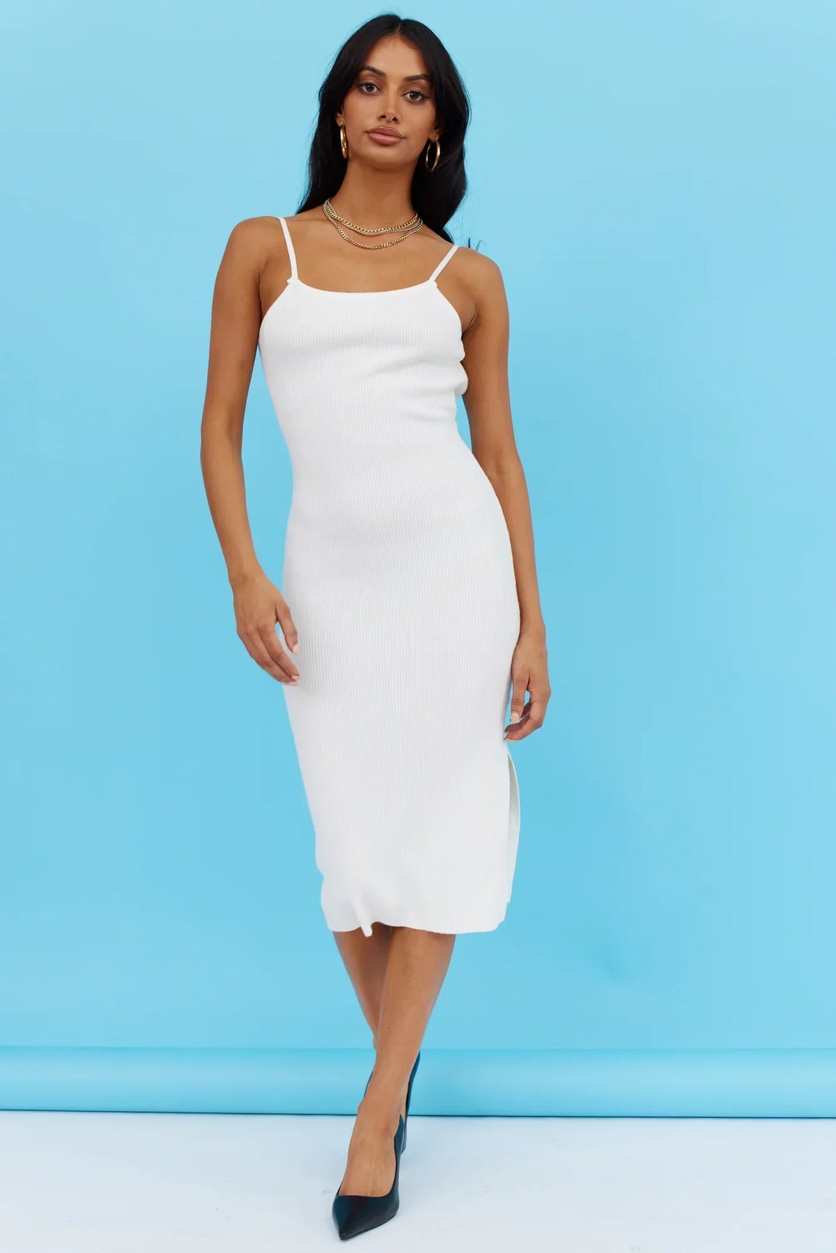 New World Midi Dress White