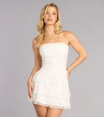 Lovely Nights Strapless Lace Ruffle Skater Dress