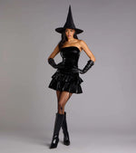 Party Starter Latex Ruffle Skater Dress