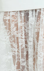 Alegra Maxi Dress - Peplum Bodice Lace Skirt Dress in Ivory