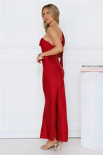 Romantic Tales Satin One Shoulder Maxi Dress