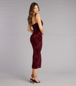 Emme Flocked Velvet Midi Formal Dress