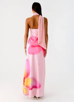 Isa Scarf Satin Maxi Dress - Frangipani Pink