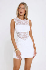 Flirty Whispers Lace Mini Dress White