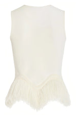 Jora White Fringe Maxi Dress Two Piece Set