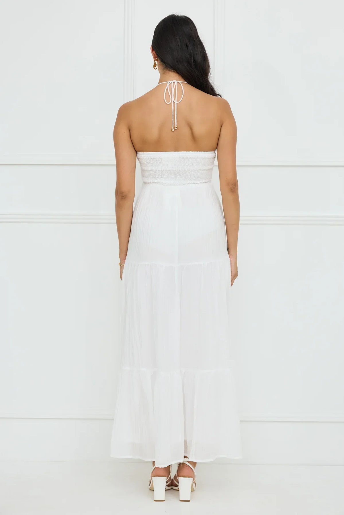 Sunshine Escape Halter Maxi Dress White