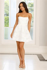 Midnight Shimmer Strapless Mini Dress White