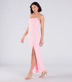Klara Cowl Neck Faux Pearl Bead Column Dress