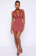 A Girl's Girl Mini Dress Berry Plaid