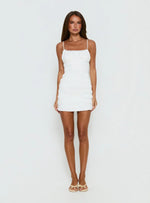 Klarena Shirred Mini Dress White