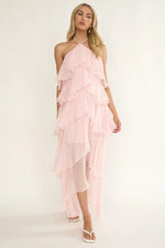Darylyn Tiered Ruffle Maxi Dress Pink