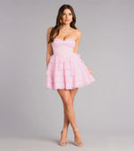 Jade Satin Chiffon Corset Skater Dress