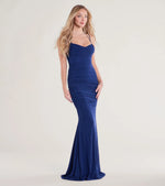 Jae Formal Mesh Ruched Mermaid Long Dress