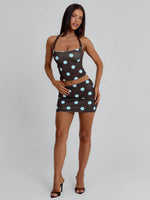 Lula Reversible Top Blue And Chocolate Polka Dot